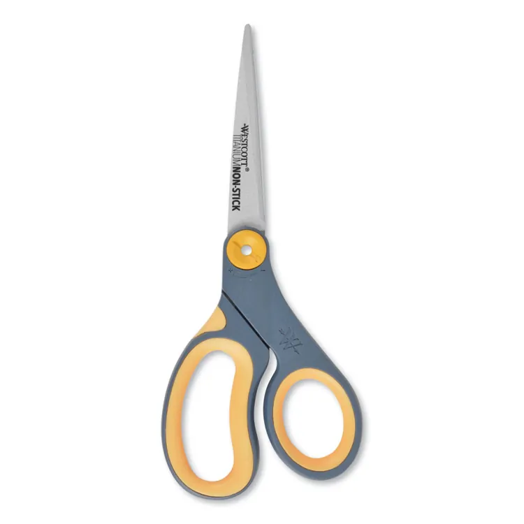 ACME UNITED CORPORATION ACM 14849 — Westcott 8 Titanium Nonstick Straight Scissors - 8 Overall Length - Straight-left/right - Titanium - Pointed Tip - Yellow - 1 Each