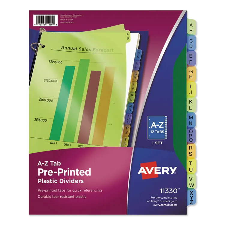 Avery Dennison AVE 11331 — Avery® Preprinted Monthly Tabs Plastic Dividers - 12 x Divider(s) - Jan-Dec - 12 Tab(s)/Set - 8.5 Divider Width x 11 Divider Length - 3 Hole Punched - Multicolor Plastic Divider - Multicolor Plastic Tab(s) - 12 / Set
