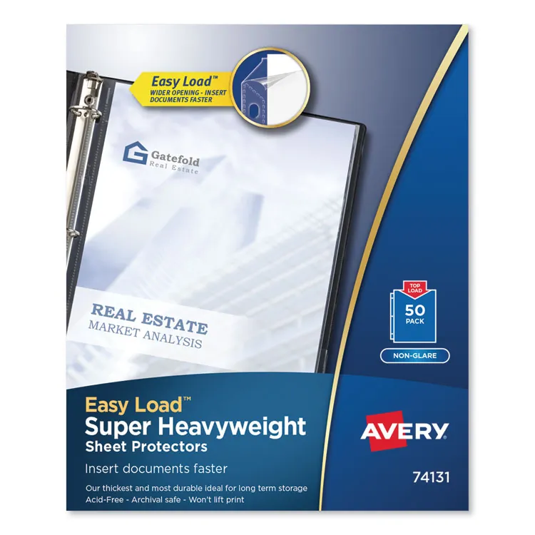 Avery Dennison AVE 74107 — Avery® Non-Glare Heavyweight Sheet Protectors - For Letter 8 1/2 x 11 Sheet - Clear - Polypropylene - 50 / Box