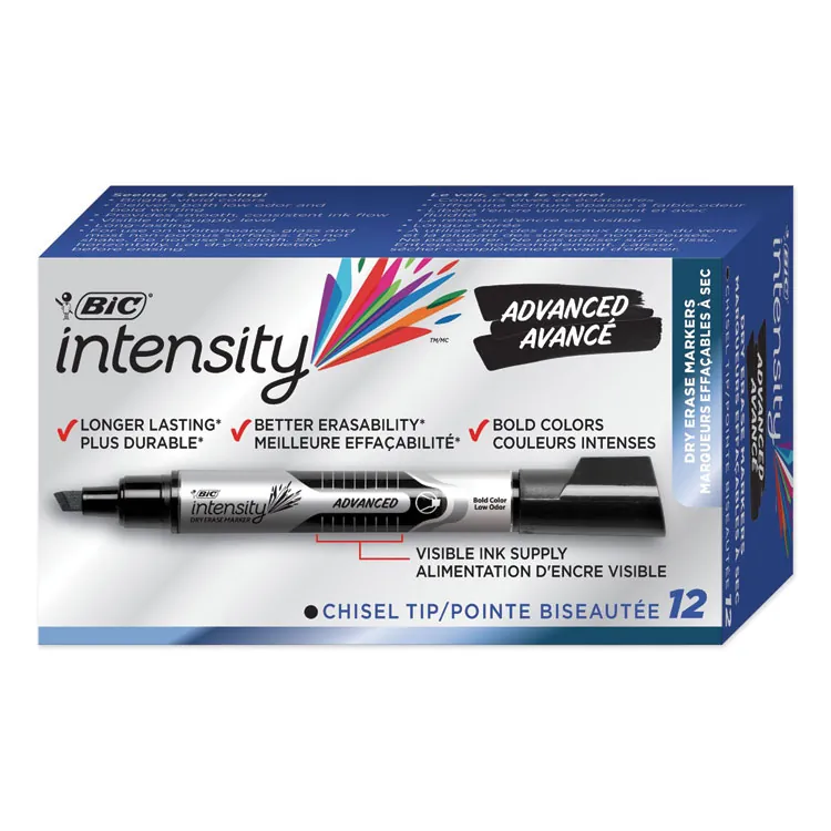 BIC BIC GELITP41AST — BIC Chisel Tip Dry Erase Magic Markers - Bold Marker Point - Chisel Marker Point Style - Black, Red, Blue, Green Water Based Ink - Acrylic Tip - 4 / Set