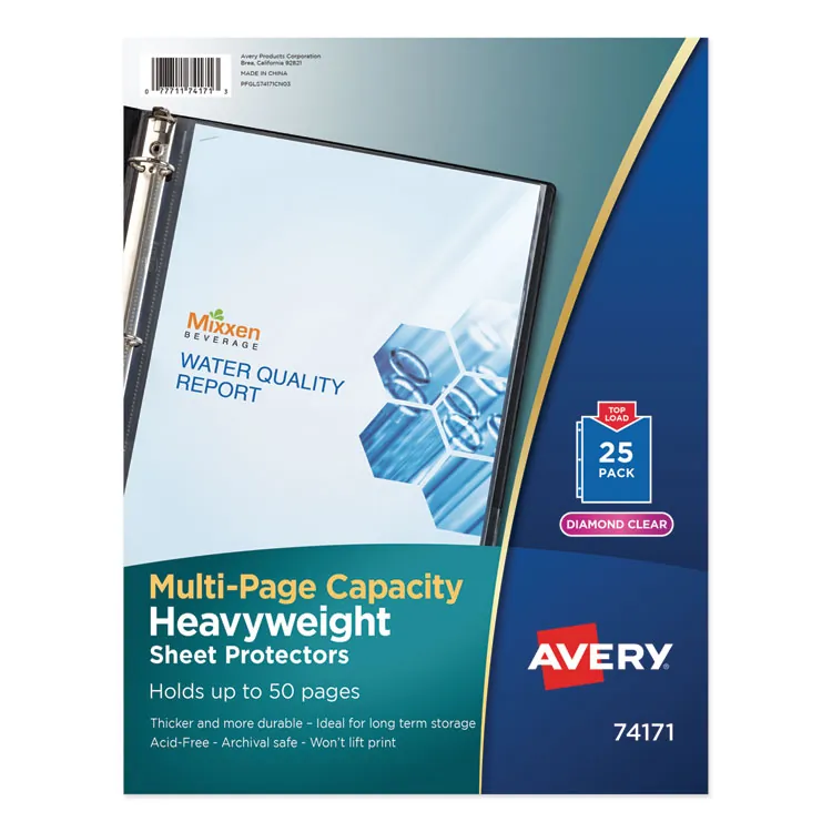 Avery Dennison AVE 74171 — Avery® Diamond Clear Multi-Page Capacity Sheet Protectors - 50 x Sheet Capacity - For Letter 8 1/2 x 11 Sheet - Clear - Polypropylene - 25 / Pack