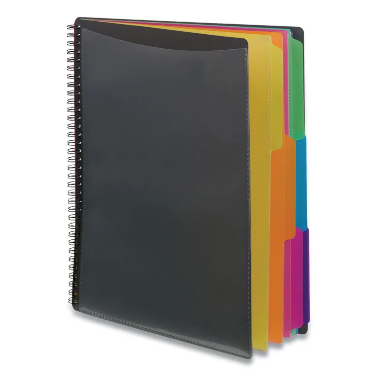 SMEAD MANUFACTURING CO. SMD 89206 — Smead 1/3 Tab Cut Letter Organizer Folder - 8 1/2 x 11 - Spiral Fastener - 24 Inside Back Pocket(s) - Assorted Position Tab Position - 12 Divider(s) - Poly - Yellow, Pink, Lime, Blue, Purple - 1 / Each