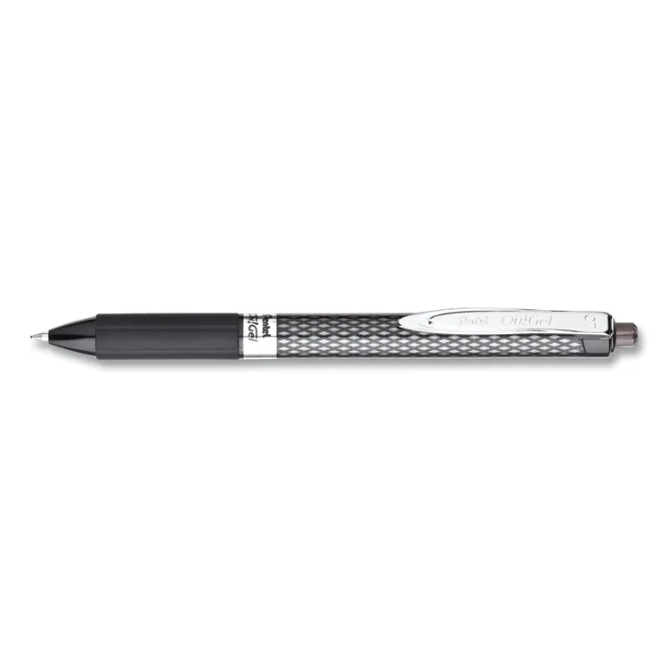 Pentel PEN K497B — Pentel OH! Medium Point Gel Pens - Medium Pen Point - 0.7 mm Pen Point Size - Red Gel-based Ink - Carbon Fiber Barrel - 12 / Dozen