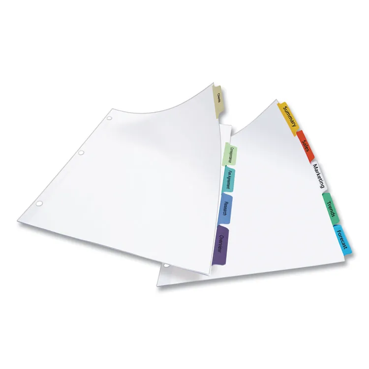 Avery Dennison 11418 — Avery® Index Maker Index Divider - 25 x Divider(s) - 5 - 5 Tab(s)/Set - 8.5 Divider Width x 11 Divider Length - 3 Hole Punched - White Paper Divider - Multicolor Paper Tab(s) - 5 / Set