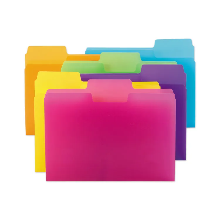 SMEAD MANUFACTURING CO. SMD 10504 — Smead InnDura 1/3 Tab Cut Letter Top Tab File Folder - 8 1/2 x 11 - 3/4 Expansion - Top Tab Location - Assorted Position Tab Position - Poly - Yellow - 24 / Box