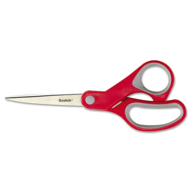 3M MMM 1428 — Scotch Multipurpose Scissors - 8 Overall Length - Straight-left/right - Stainless Steel - Red, Silver - 1 Each