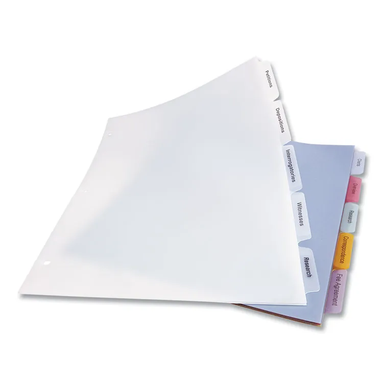 Avery Dennison AVE 12433 — Avery® Index Maker Index Divider - 40 x Divider(s) - 8 - 8 Tab(s)/Set - 8.5 Divider Width x 11 Divider Length - 3 Hole Punched - Translucent Plastic Divider - Multicolor Plastic Tab(s) - 1