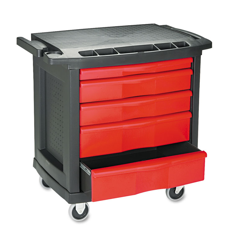 Rubbermaid RCP 773488BLA - Rubbermaid Commercial 5-Drawer Mobile Work Center - 5 Drawer
