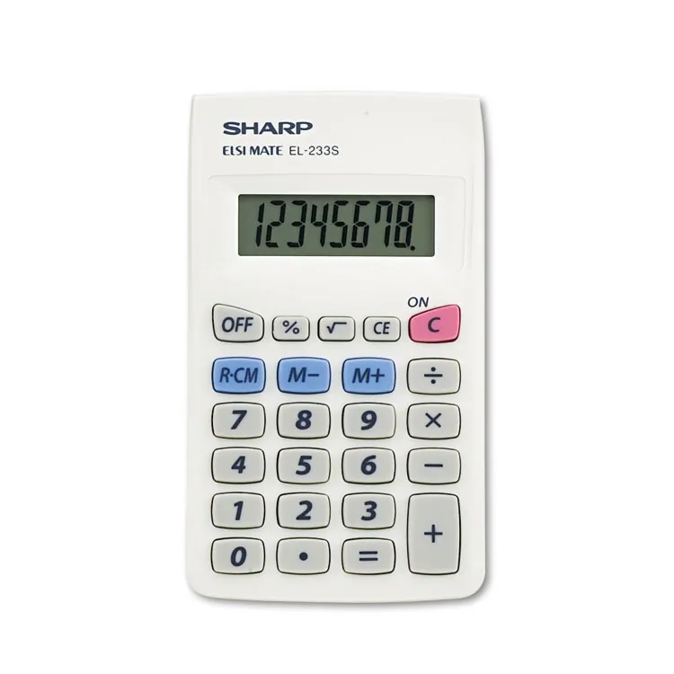 SHARP NEC EL233SB — Sharp Calculators EL-233SB 8-Digit Pocket Calculator - Auto Power Off, 3-Key Memory - 8 Digits - LCD - Battery Powered - 0.3" Height x 2.4" Width x 4.1" Depth - White - Plastic - 1 Each