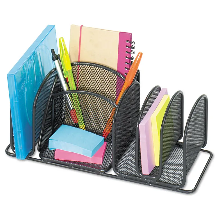SAFCO PRODUCTS SAF 3251BL — Safco Onyx Deluxe Desktop Organizer - 12.6 Height x 4.3 Width x 4.3 Depth - Black - Steel - 1 Each
