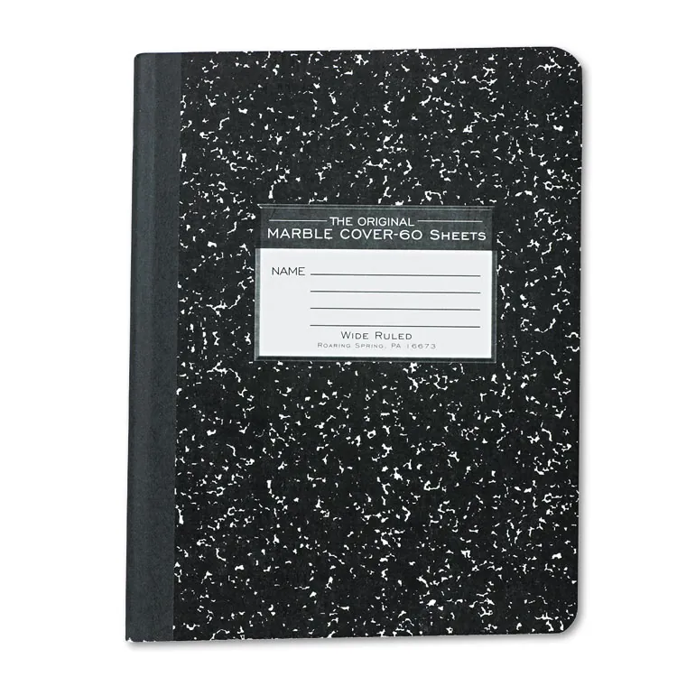ROARING SPRING PAPER PRODUCTS ROA 77230 — Roaring Spring Wide Ruled Hard Cover Composition Book - 100 Sheets - 200 Pages - Printed - Sewn/Tapebound - Both Side Ruling Surface - Ruled Red Margin - 15 lb Basis Weight - 56 g/m² Grammage - 9 3/4 x 7 1/2 - 0.50 x 7.59.8 - White Paper - 1 Each