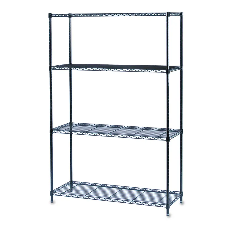 SAFCO PRODUCTS SAF 5276BL — Safco Commercial Wire Shelving - 18 x 72 x 36 - 4 x Shelf(ves) - 2000 lb Load Capacity - Leveling Glide - Black - Powder Coated - Steel - Assembly Required