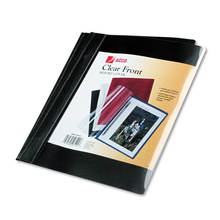 ACCO Brands ACC 26101 — Acco Letter Report Cover - 1/2 Folder Capacity - 8 1/2 x 11 - 100 Sheet Capacity - Polypropylene, Vinyl - Black, Clear - 10 / Pack