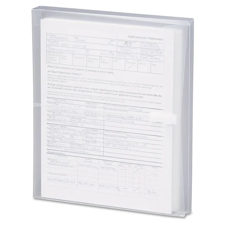 SMEAD MANUFACTURING CO. SMD 89661 — Smead Letter File Pocket - 8 1/2 x 11 - 200 Sheet Capacity - 1 1/4 Expansion - Poly - Clear - 5 / Pack
