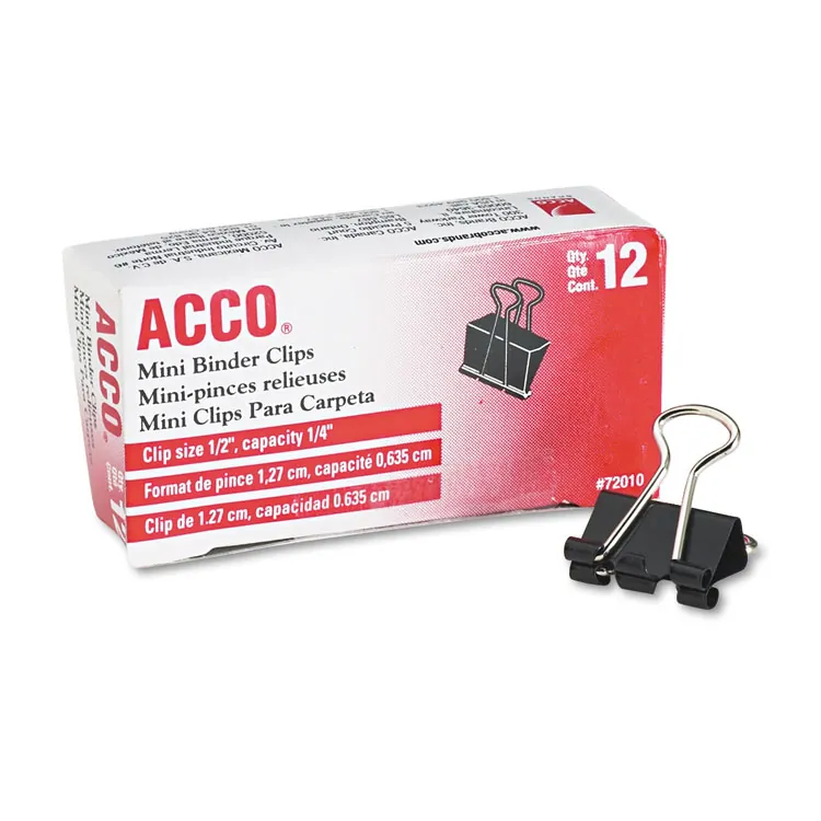 ACCO Brands A7072050B — ACCO Medium Foldback Binder Clips - Medium - 1.3" Width - 0.63" Size Capacity - Reusable - 12 / Dozen - Black - Plastic, Tempered Steel