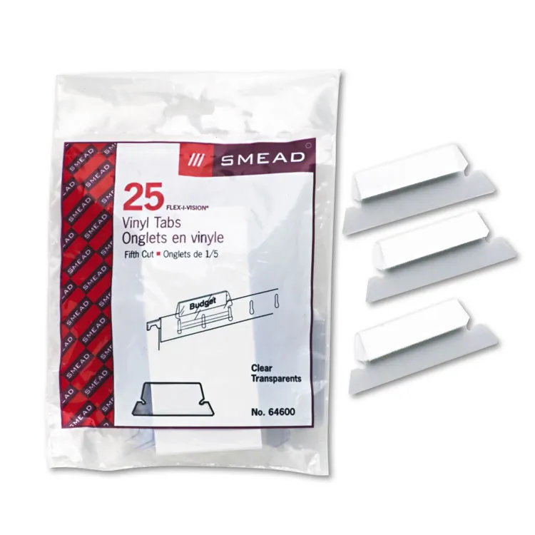 SMEAD MANUFACTURING CO. SMD 64600 — Smead Poly Tabs - 5 Tab(s)/Set x 2.25 Tab Width - Clear Vinyl Tab - 25 / Pack