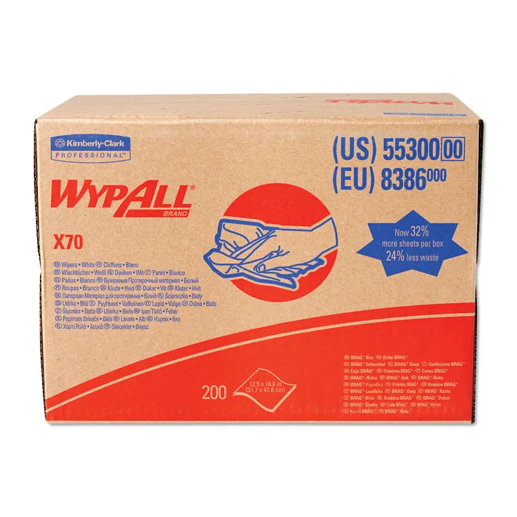 KIMBERLY CLARK KCC 41455 — Wypall X70 Wipers Pop-up Box - 9.10 x 16.80 - White - Hydroknit - Durable, Absorbent, Strong, Reusable, Embossed - For Multipurpose - 100 Per Box - 100 / Box