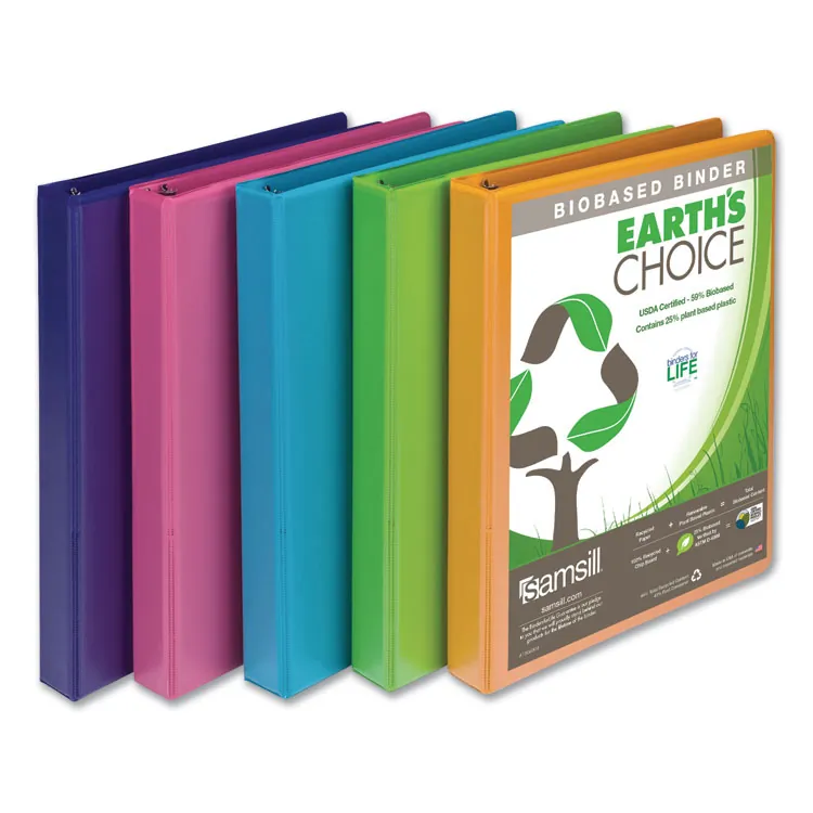 Samsill SAM U86678 — Samsill Earth's Choice Fashion Biobased USDA Certified 2 View Binders - 2 Binder Capacity - Letter - 8 1/2 x 11 Sheet Size - 425 Sheet Capacity - Round Ring Fastener(s) - 2 Internal Pocket(s) - Chipboard - Lime - 2.24 lb - Recycled - Clear Overlay, Bio-based - 2 / Pack