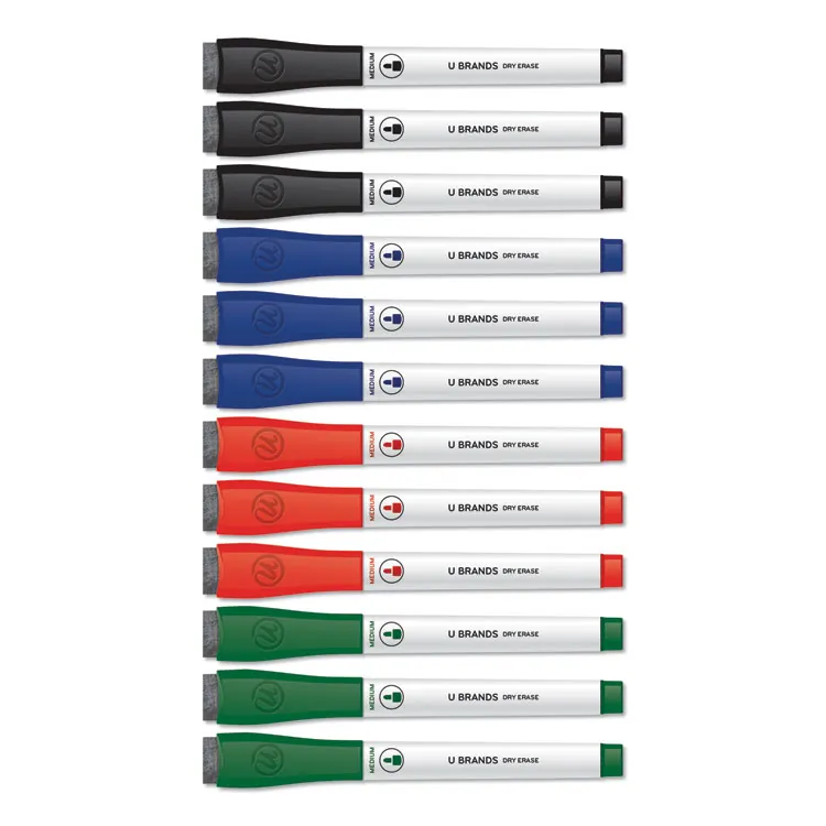 U BRANDS 2922U00-12 — Medium Point Low-Odor Dry Erase Markers – Black, Dozen