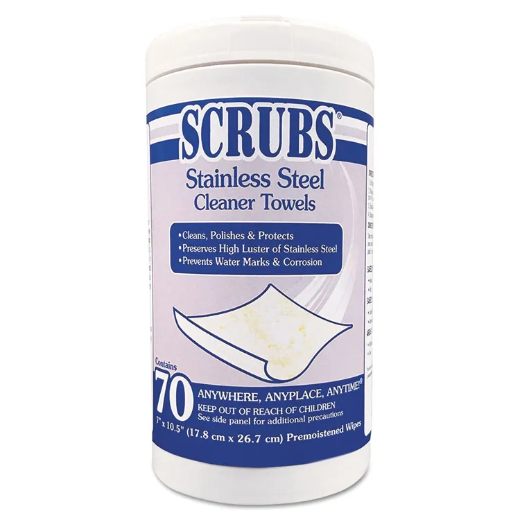 ITW PRO BRANDS ITW 91930 — SCRUBS Stainless Steel Cleaner Wipes - Towel - Citrus Scent - 9.75 Width x 10.50 Length - 30 / Canister - 30 / Each - Yellow
