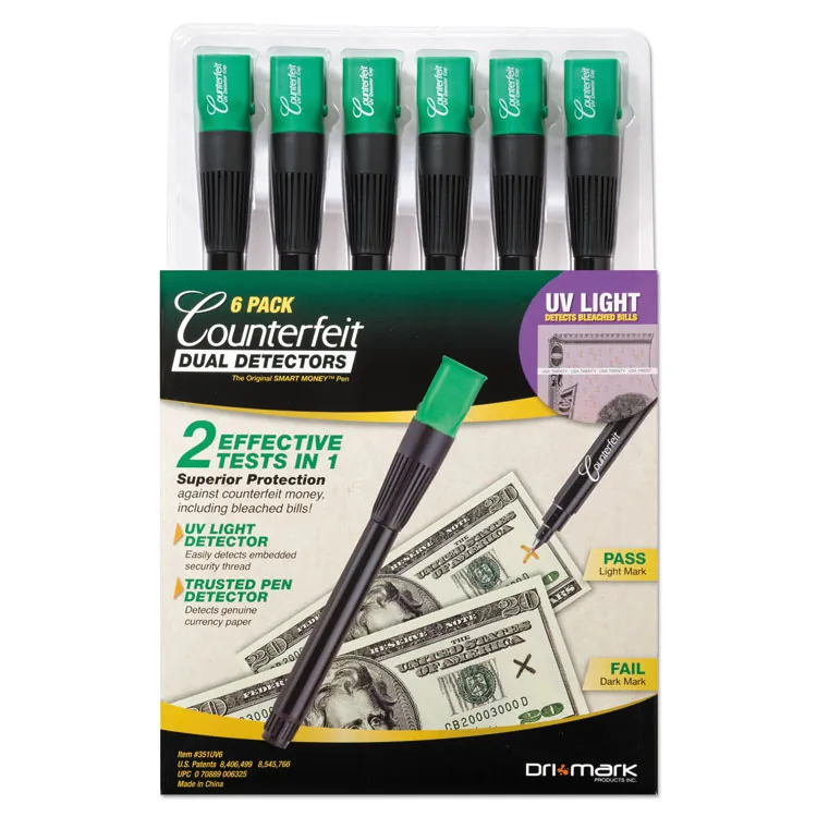 Dri-Mark 351UV6 — Dual Detection System for Counterfeit Bills - 6 Pack