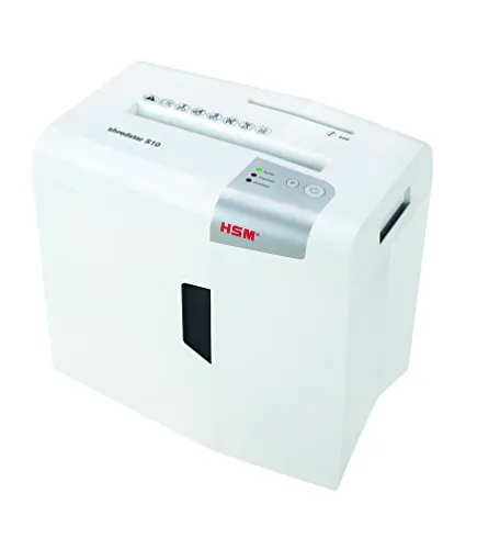 HSM HSM1042W — HSM shredstar S10 Strip Cut Shredder - Strip Cut - 10 Per Pass - for shredding CD, DVD, Paper, Paper Clip, Staples, Credit Card - 0.250" Shred Size - P-2/O-1/T-1/E-2 - 8.66" Throat - 4.80 gal Wastebin Capacity - White