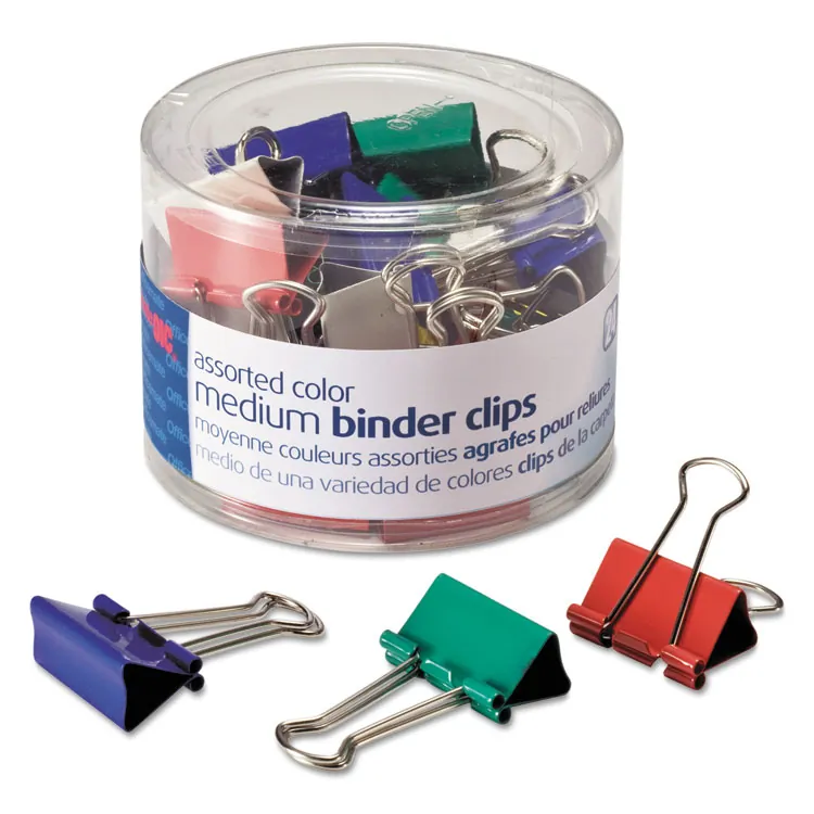 Officemate OIC31026 — Assorted Color Binder Clips - 30 Pack in Multiple Sizes