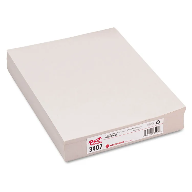 PACON CORPORATION 3407LS — Pacon White Newsprint Paper - 500 Sheets - 9 x 12 - White Paper - 500 / Ream