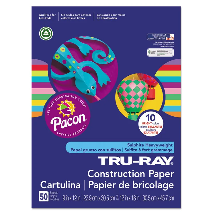 PACON CORPORATION PAC 103093 — Tru-Ray Construction Paper - Project, Bulletin Board - 24Width x 18Length - 50 / Pack - Black - Sulphite