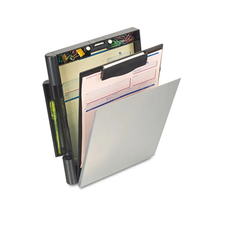 Officemate OIC 83357 — OIC Double Storage Top-opening Form Holder - 0.75 Clip Capacity - Top Opening - 9 x 12 - Plastic - Gray - 1 Each