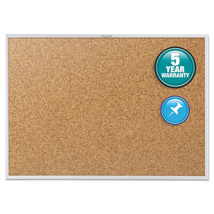 QUARTET 2301B — Cork Bulletin Board with Black Aluminum Frame, 24x18