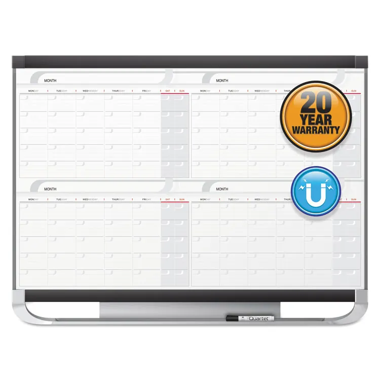 QUARTET 4MCP23P2 — Prestige 2 Magnetic 4-Month Calendar, 36x24, Graphite