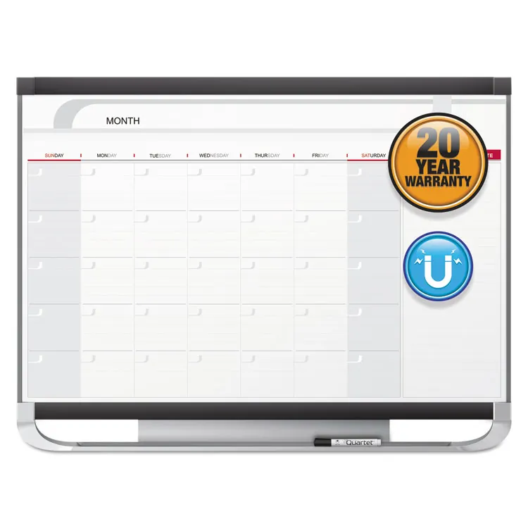 QUARTET CP32P2 — Monthly Magnetic Calendar Board, 36x24, Graphite Frame