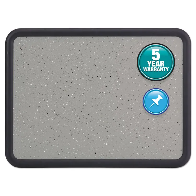 QUARTET 699370 — Geometric Gray Bulletin Board, 36x24, Framed Design