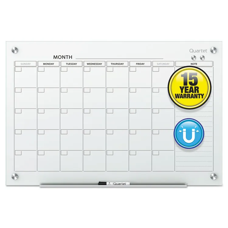 QUARTET GC2418F — 24x18 Infinity Magnetic Glass Calendar Board - White