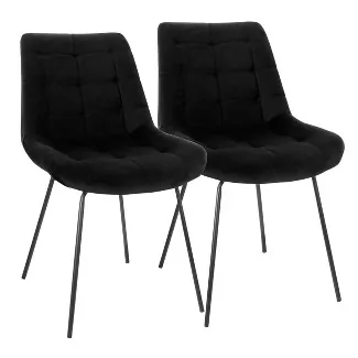 ELAMA ELM-799-18-BLACK — Elama 2 Piece Tufted Chair in Black with Metal Legs
