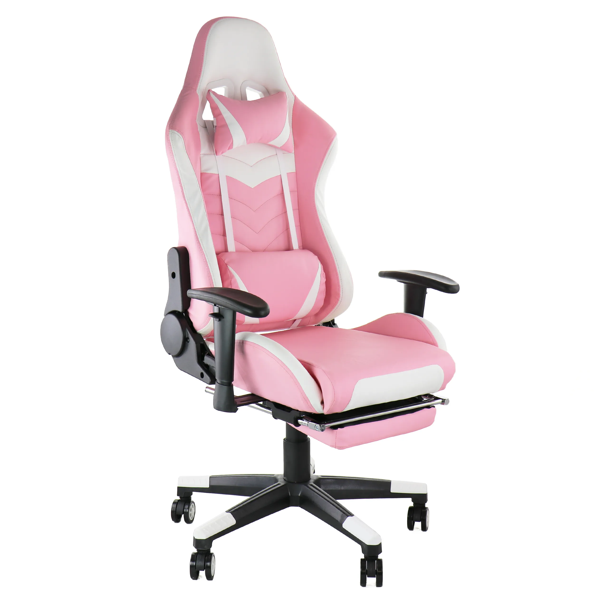 GAMEFITZ GF-2005 - GameFitz Pink and White Gaming Chair with Foot Rest