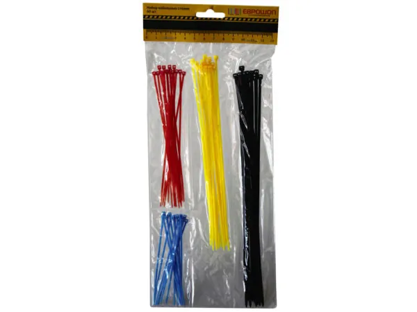 Bulk Buys MT794 — Colorful 60-Piece Assorted Cable Ties for Organization