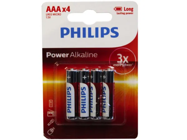 bulk buys DA194 - Philips Power Alkaline AAA Battery - 4 Pack