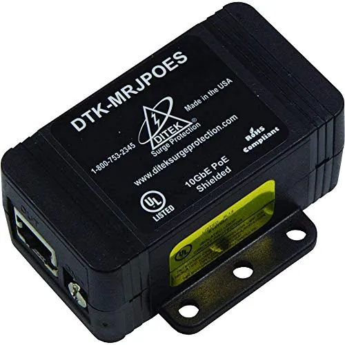 Ditek DTK-MRJPOES — 10GbE PoE Protector with Shielded RJ45 Connection