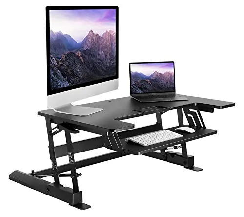 MountIt MI-7926 — Ergonomic Height Adjustable Desk Converter - Work Standing or Sitting