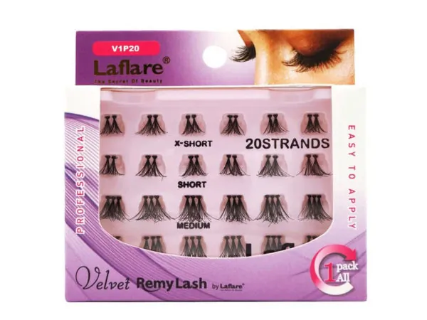 bulk buys CA683 - LAFLARE Velvet Remy 20 Strand Eyelash Cluster Set