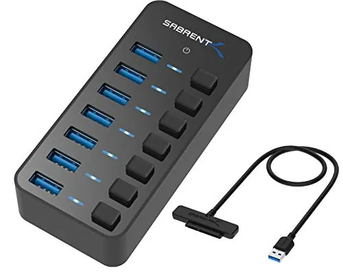 Sabrent HB-BUP7 — 36W 7-Port USB 3.0 Hub with Individual Power Control