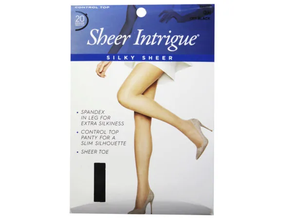bulk buys GW825 - Off Black Silky Sheer Control Top Pantyhose - XL