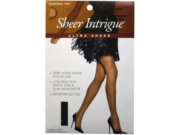 bulk buys GW819 - Off Black Ultra Sheer Nylon Control Top Pantyhose Size D