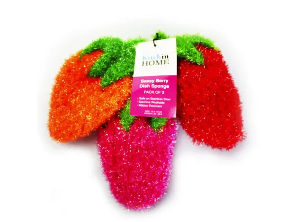 bulk buys HP255 - Strawberry Sponges Set - 3 Pack in Red, Orange, and Pink