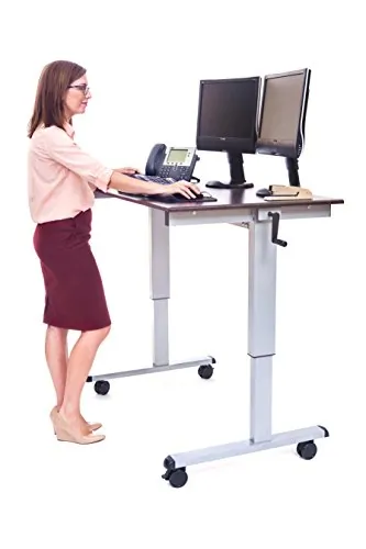 Luxor STANDUP-CF48-DW — 48" Crank Adjustable Standing Desk with Easy Mobility