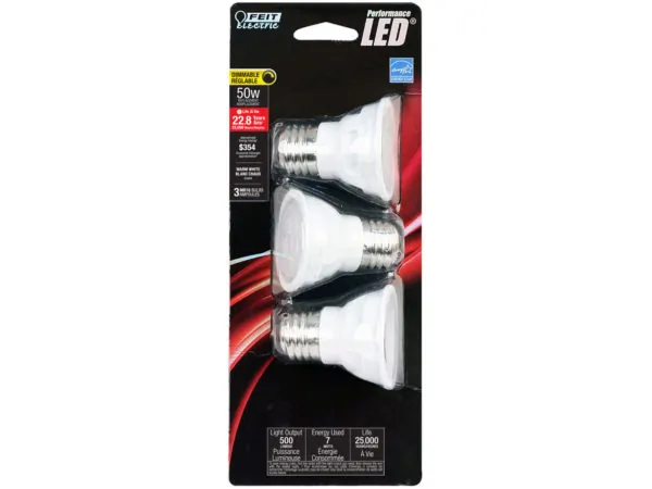 Bulk Buys FD387 — Feit Electric 3 Pack 50W Dimmable MR16 LED Bulbs