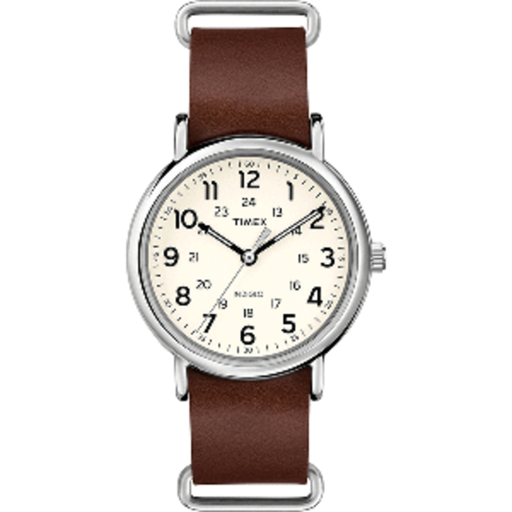 Timex T2P495JV - <p><strong>Weekender&reg; Slip-Thru - Brown Leather Strap<st