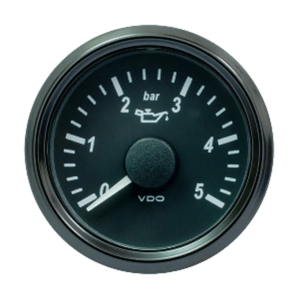 VDO A2C3833160030 — VDO SingleViu 52mm (2-1/16") Oil Pressure Gauge - 5 Bar - 0-180 Ohm